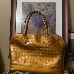 Genuine patent leather Italian tote color copper gold
